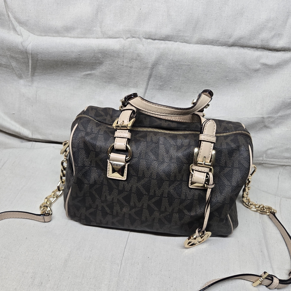 Michael Kors Black and Tan Satchel Bag